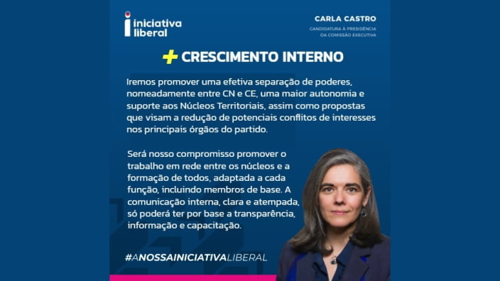 Carla Castro apresenta hoje, 8 de Dezembro, em Aveiro, a candidatura à Presidência da Comissão Executiva do Iniciativa Liberal