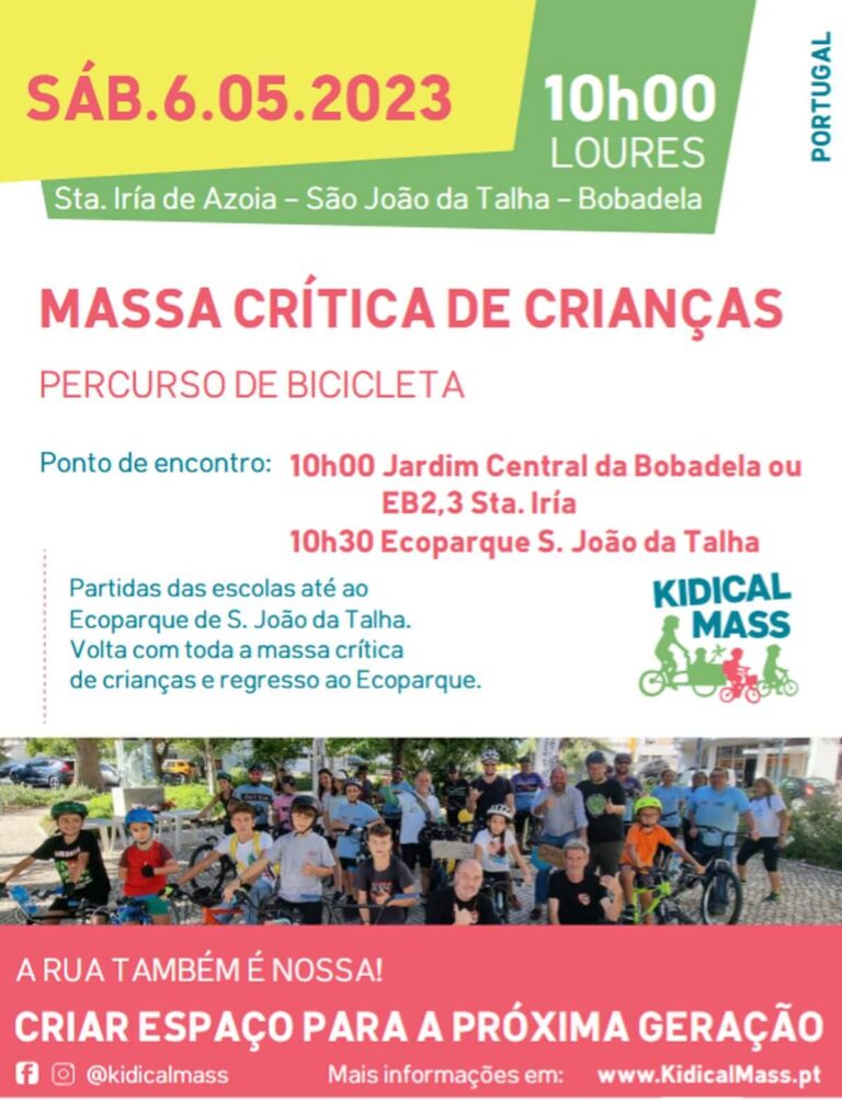 Loures | Kidical Mass, Bobadela, Sta Iria Azóia, S.João da Talha, já no próximo dia 6 de Maio